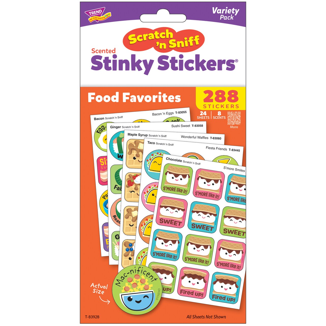 TREND: Scratch 'N Sniff: Food Favorites - 288ct Scented Stinky Stickers Variety Pack, 8 Different Mouth-Watering Scents, 24 Themed Sheets, Retro
